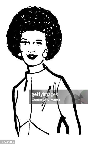 woman with afro in nehru jacket - jacket stock illustrations