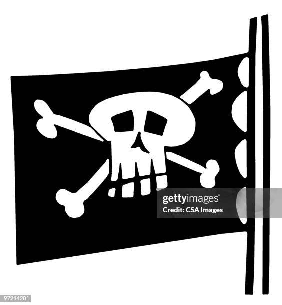 jolly roger pirate flag - warning flag stock illustrations