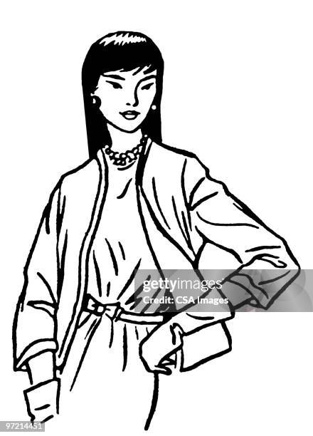 woman in dress - jacket stock illustrations