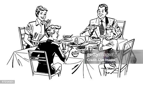 holiday dinner - family dinner stock illustrations