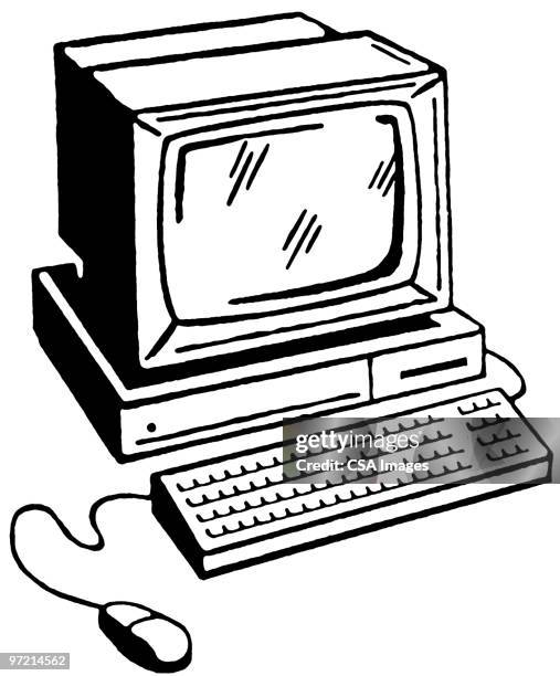 desktop computer - computer mouse stock illustrations