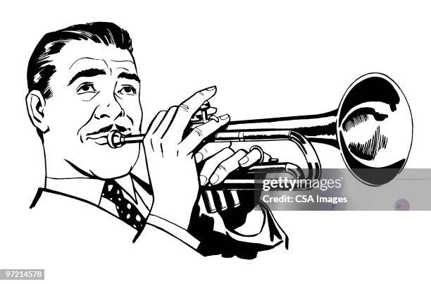 trumpet player - brass stock illustrations