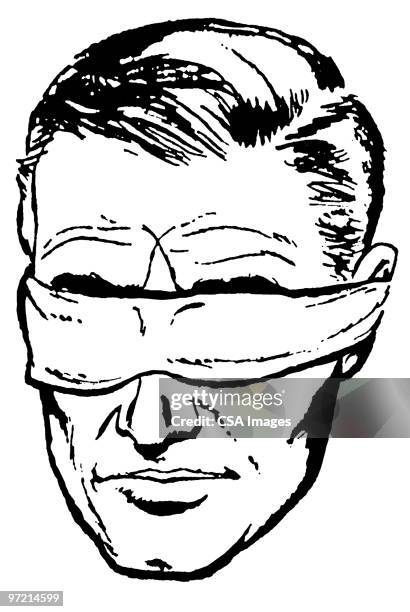 blindfolded man - blindfold stock illustrations
