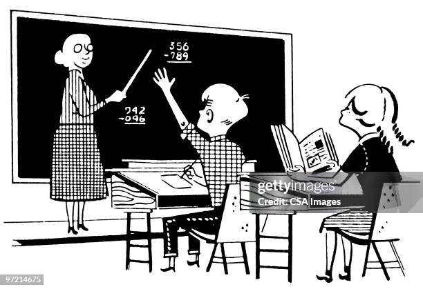 classroom - student asking question stock illustrations
