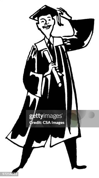 happy graduate - feeling relieved stock illustrations