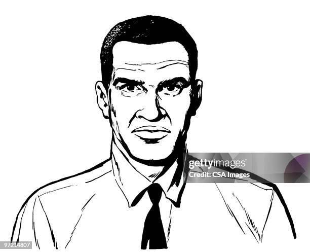 stockillustraties, clipart, cartoons en iconen met man in tie - one mature man only