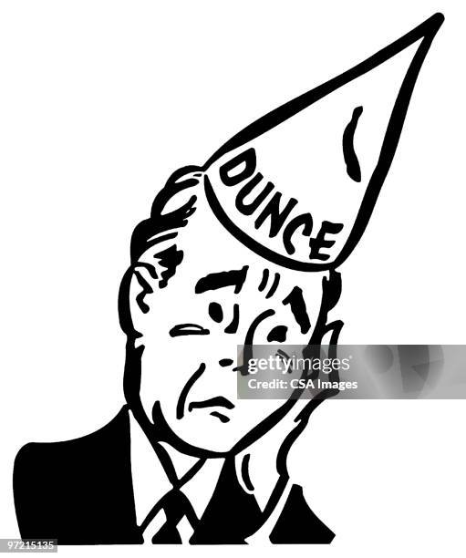 dunce - dunce cap adult stock illustrations
