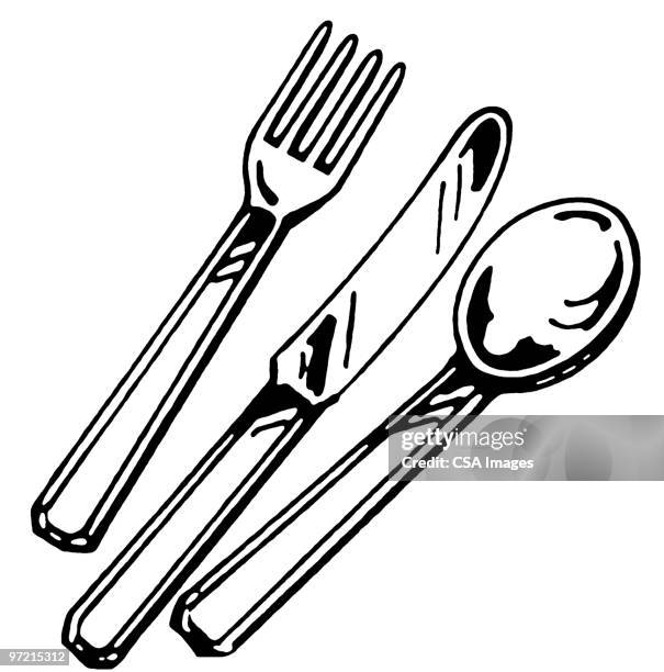 ilustrações de stock, clip art, desenhos animados e ícones de flatware - colher talheres