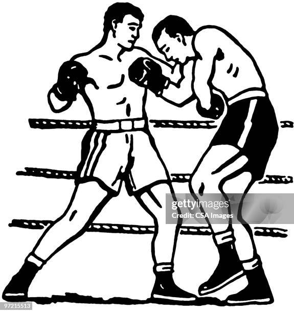 boxing - men fighting drawing stock illustrations