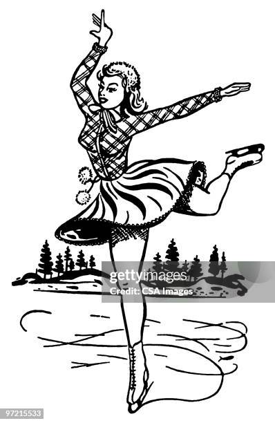 ice skating - winter exercise stock illustrations