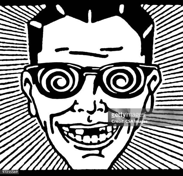 crazy glasses - human teeth stock illustrations