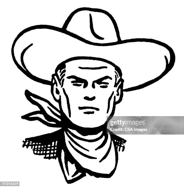 cowboy - handsome man looking at camera stock illustrations