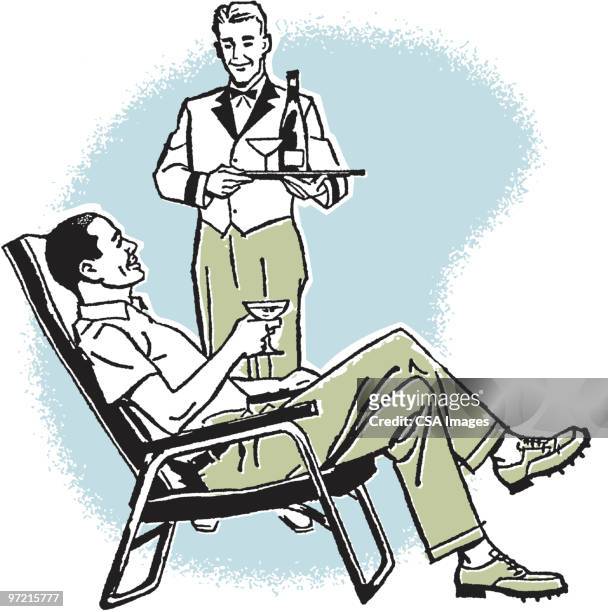 man relaxing - butler stock illustrations