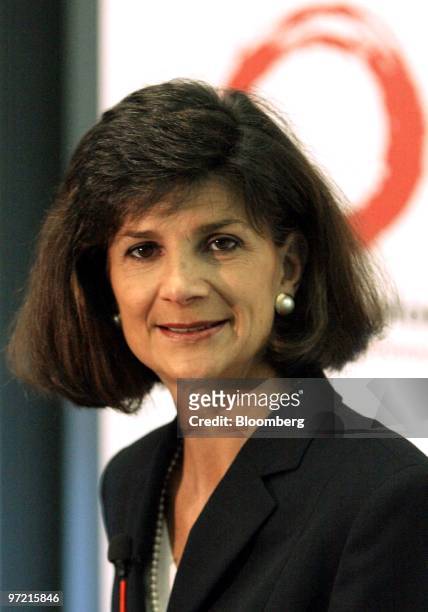 Patricia Russo, chairman and chief executive of Lucent Technologies poses at a press conference at the Cebit technology fair in Hanover, Germany...
