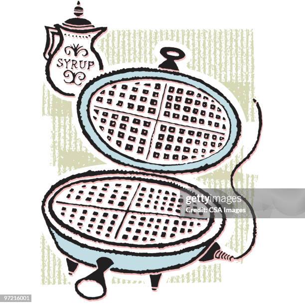 waffle iron - waffles breakfast stock illustrations