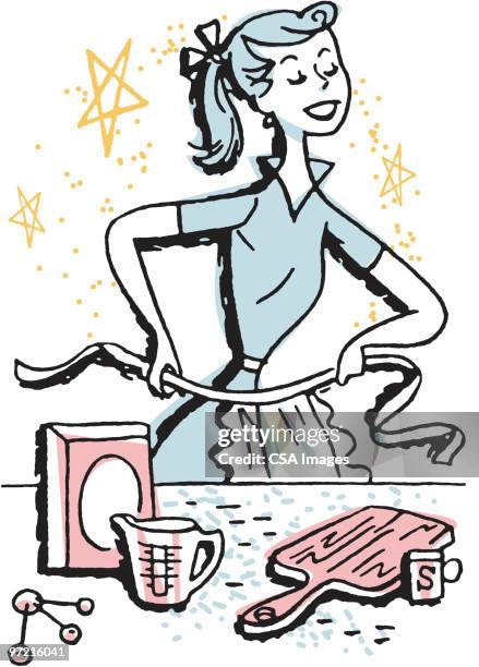 woman baking - kitchen apron stock illustrations