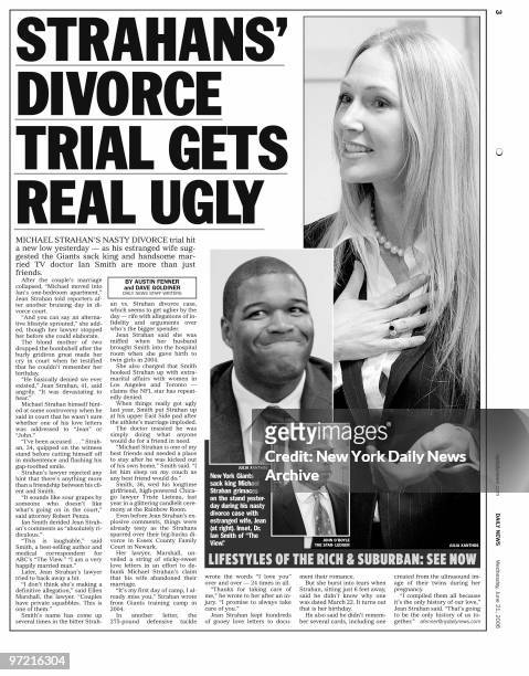 Daily News p3 dated June 21, 2006 Headline: STRAHANS\' DIVORCE TRIAL GETS REAL UGLY Michael Strahan and wife Jean Strahan