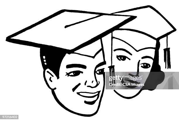 graduates - two students working stock illustrations