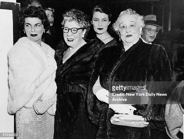 Mrs. Cy Feuer, Mrs. Ann Feuer, Mrs.Nancy Guild Martin and Mrs. S. Martin at the opening of of the Cole Porter musical "Can Can" at the Shubert...