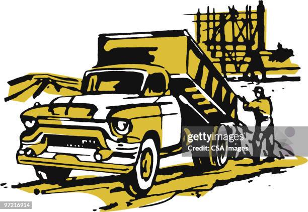 dump truck - unloading car stock illustrations