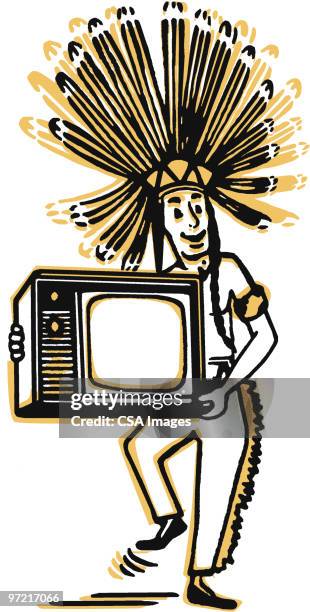 television - man dancing alone stock illustrations