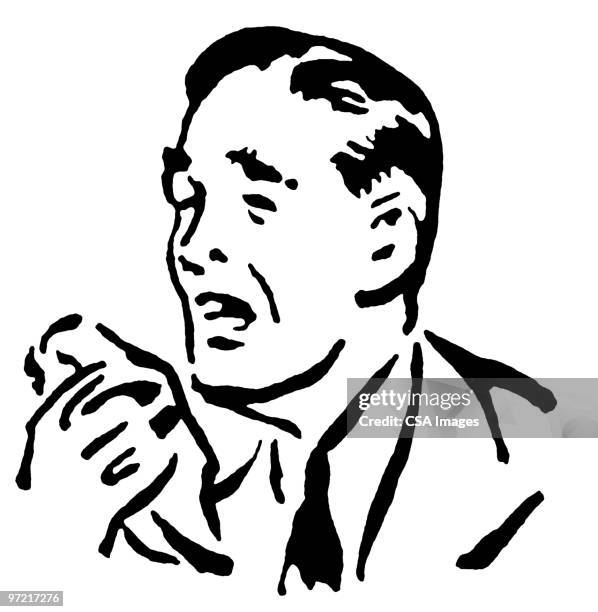 stockillustraties, clipart, cartoons en iconen met sick man - tissue