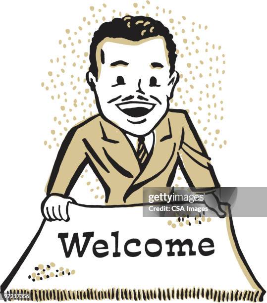 welcome mat - arrivals stock illustrations