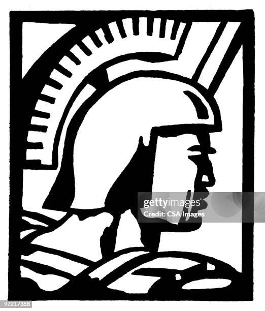 roman warrior - trojan helmet stock illustrations