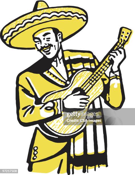 mexican guitarist - mariachi stock illustrations