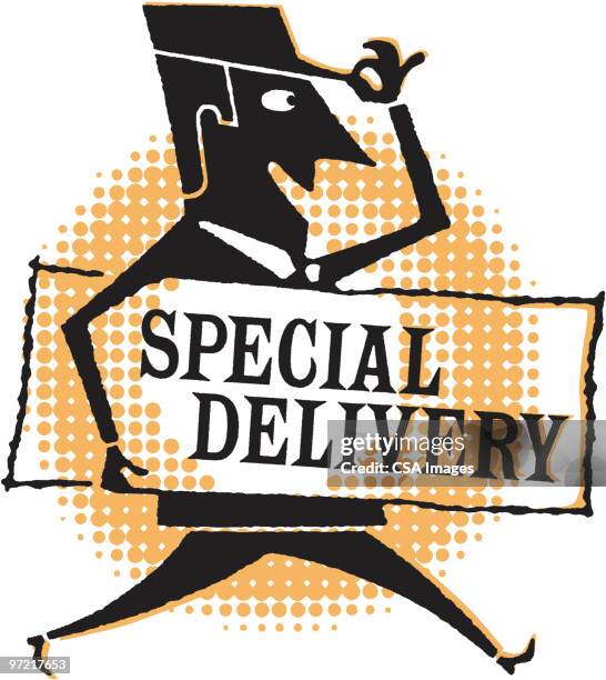 special delivery - running side view stock illustrations