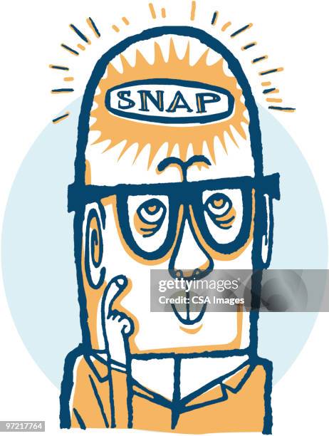 scientist - man glasses reflection stock illustrations