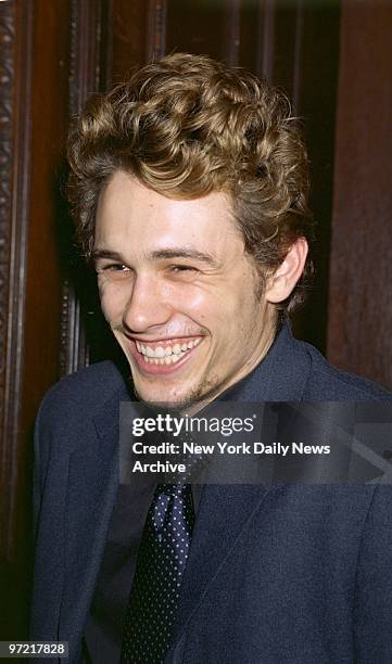 Smiling James Franco is on hand for a party at Le Cirque after a screening of the TV movie "James Dean." He has the title role in the film.