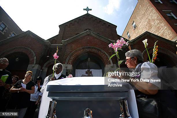 Service is held where a funeral for Carmen Gonzalez was held in front of the closed Our Lady Queen of Angels Church August 30, 2007 at 232 East 113th...