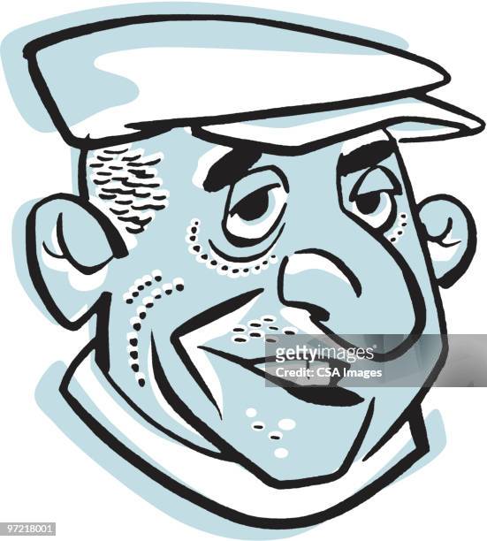 man in cap - toughness stock illustrations