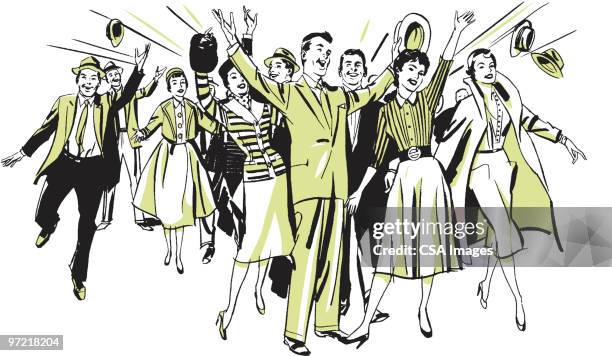 crowd - party social event stock illustrations