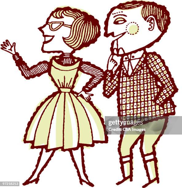 couple - gingham dress stock illustrations