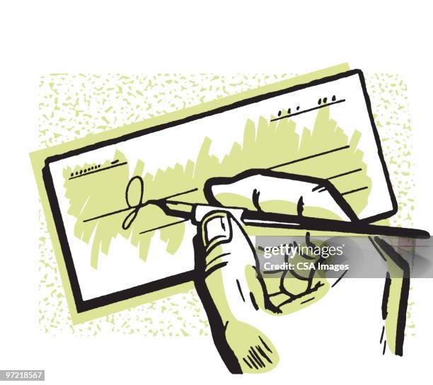 check - writing a cheque stock illustrations