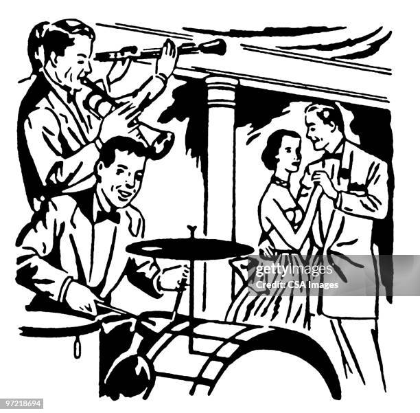 live band - orchestra instruments stock illustrations