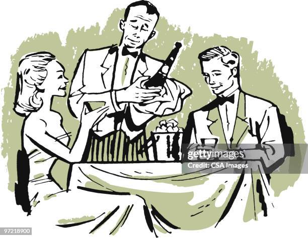 fancy restaurant - butler stock illustrations