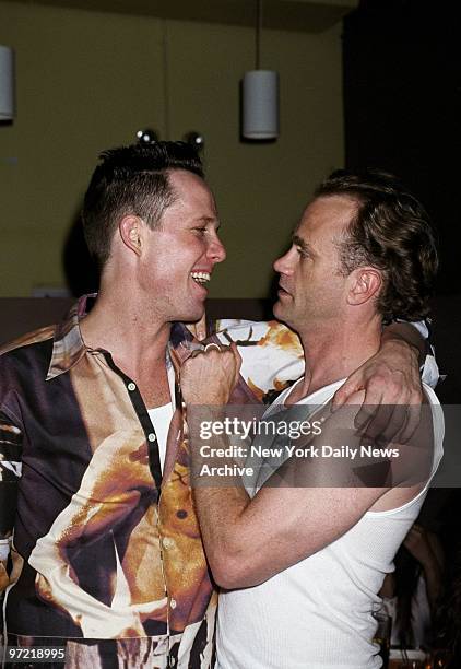 Actors Dean Winters and Lee Tergesen, of the HBO series "Oz," celebrate Winters' birthday at Centro-Fly in Manhattan.