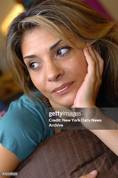 Actress Callie Thorne, who plays firefighter's widow Sheila Keefe on the FX cable channel's red-hot firehouse drama "Rescue Me," relaxes at her home...