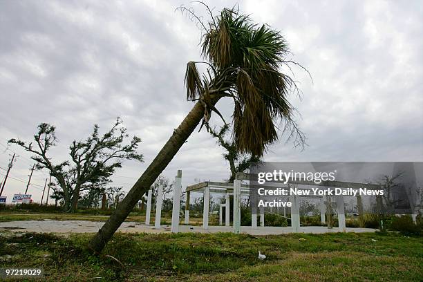 Barren home site - one of many which was stripped bare by Hurricane Katrina - awaits reconstruction in Waveland, Miss., over a year after the storm...