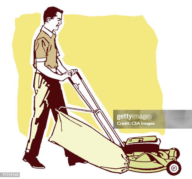 lawn mowing - lawn mower stock illustrations