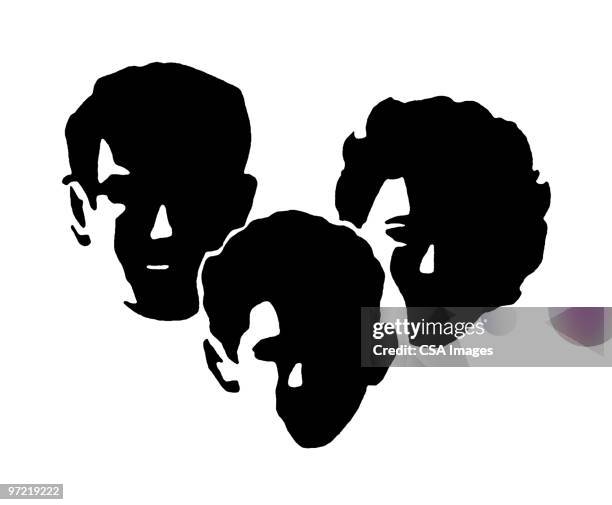 family - three people silhouette stock illustrations