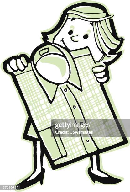 woman with shirt - dry cleaners stock illustrations