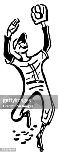 outfielder - baseball catcher stock illustrations