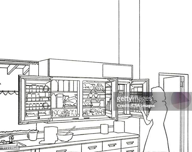 black and white kitchen - キッチン点のイラスト素材／クリップアート素材／マンガ素材／アイコン素材