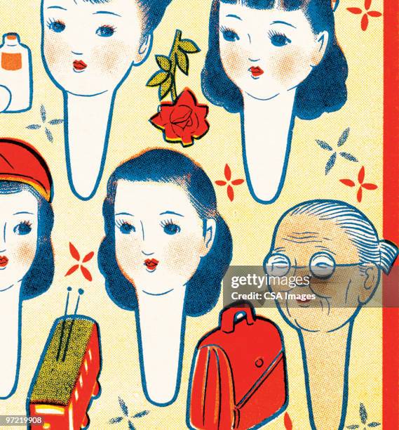 head pattern - handbag texture stock illustrations