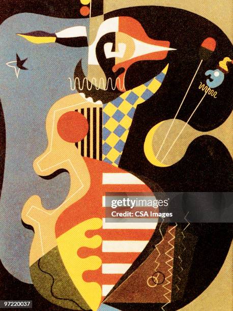 ilustraciones, imágenes clip art, dibujos animados e iconos de stock de abstract pattern - cubismo
