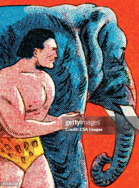 tarzan and elephant - tarzan stock illustrations